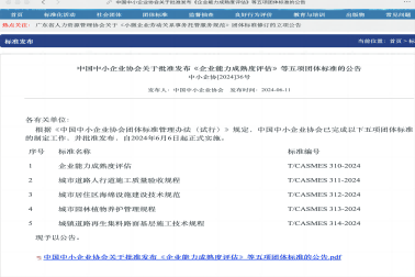 标準發布|南京擎華參與編制的《企業能(néng)力成熟度評估(T/CASMES 310—20